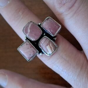 New Rhodochrosite 925 Silver Ring.